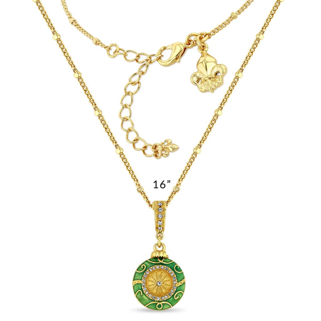 Green Christmas Ornament Enhancer Charm By Ritzy Couture Deluxe -18k Gold Plated